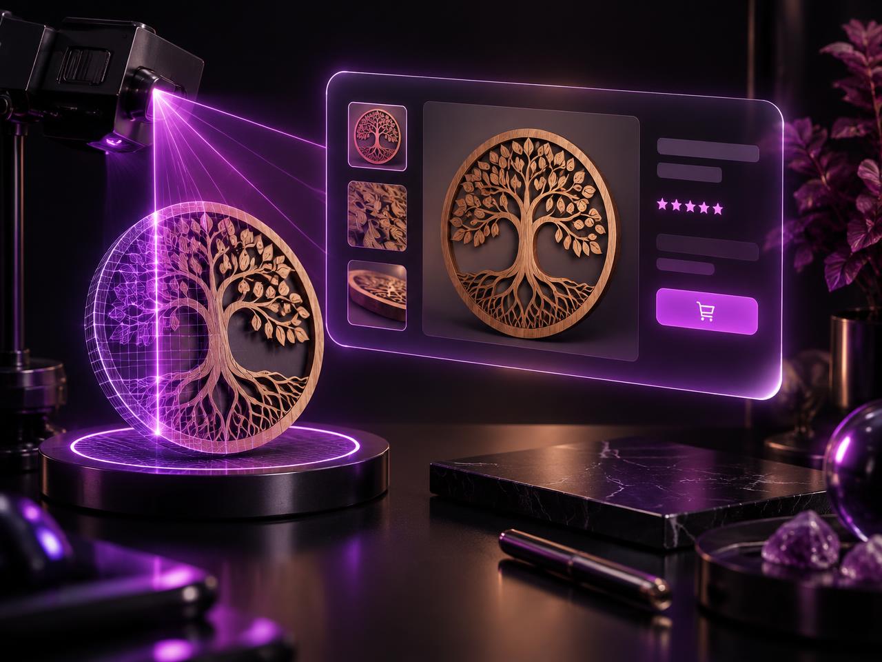HiTikEsty analyzing a laser-cut product with AI